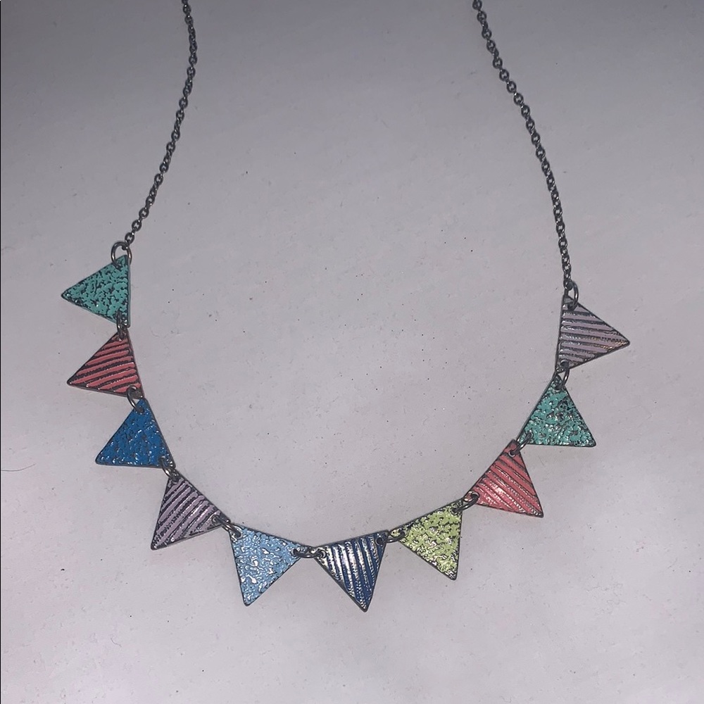 Multicolor Triangle Pendant Necklace